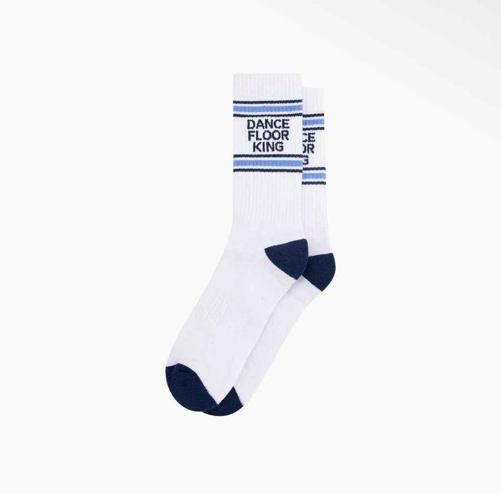 Dance Floor King Cotton Sports Socks in White and Blue