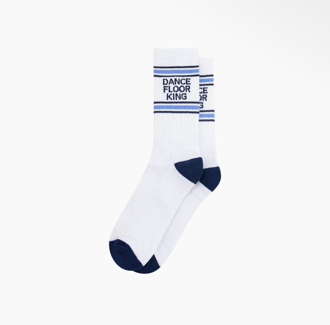 Dance Floor King Cotton Sports Socks in White and Blue