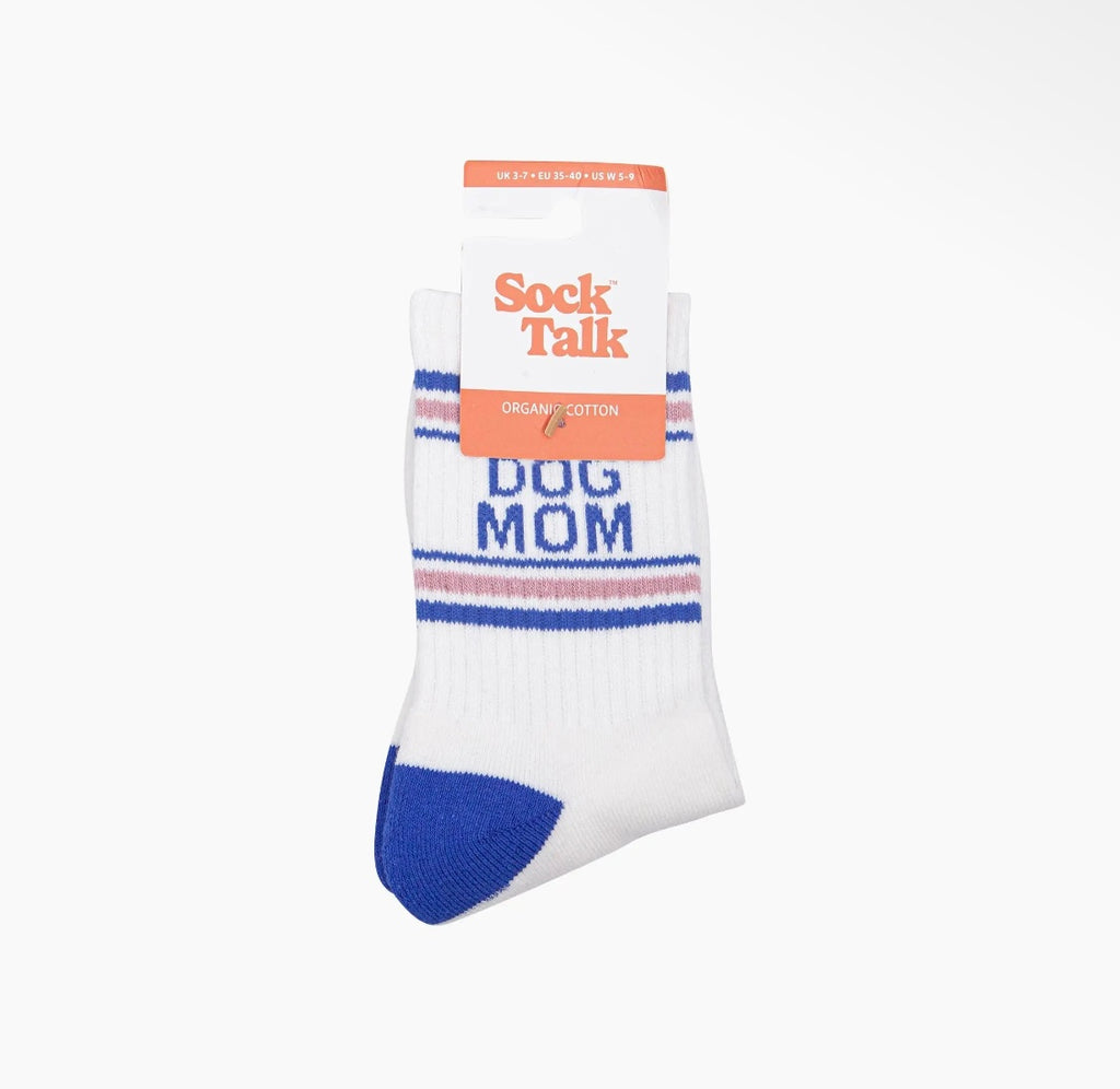 Dog Mum Organic Cotton Socks in Cream / Royal Blue