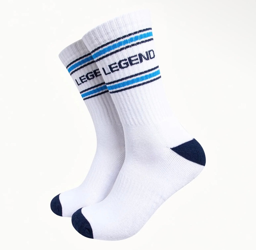 Legend Organic Cotton Socks in White / Navy Blue