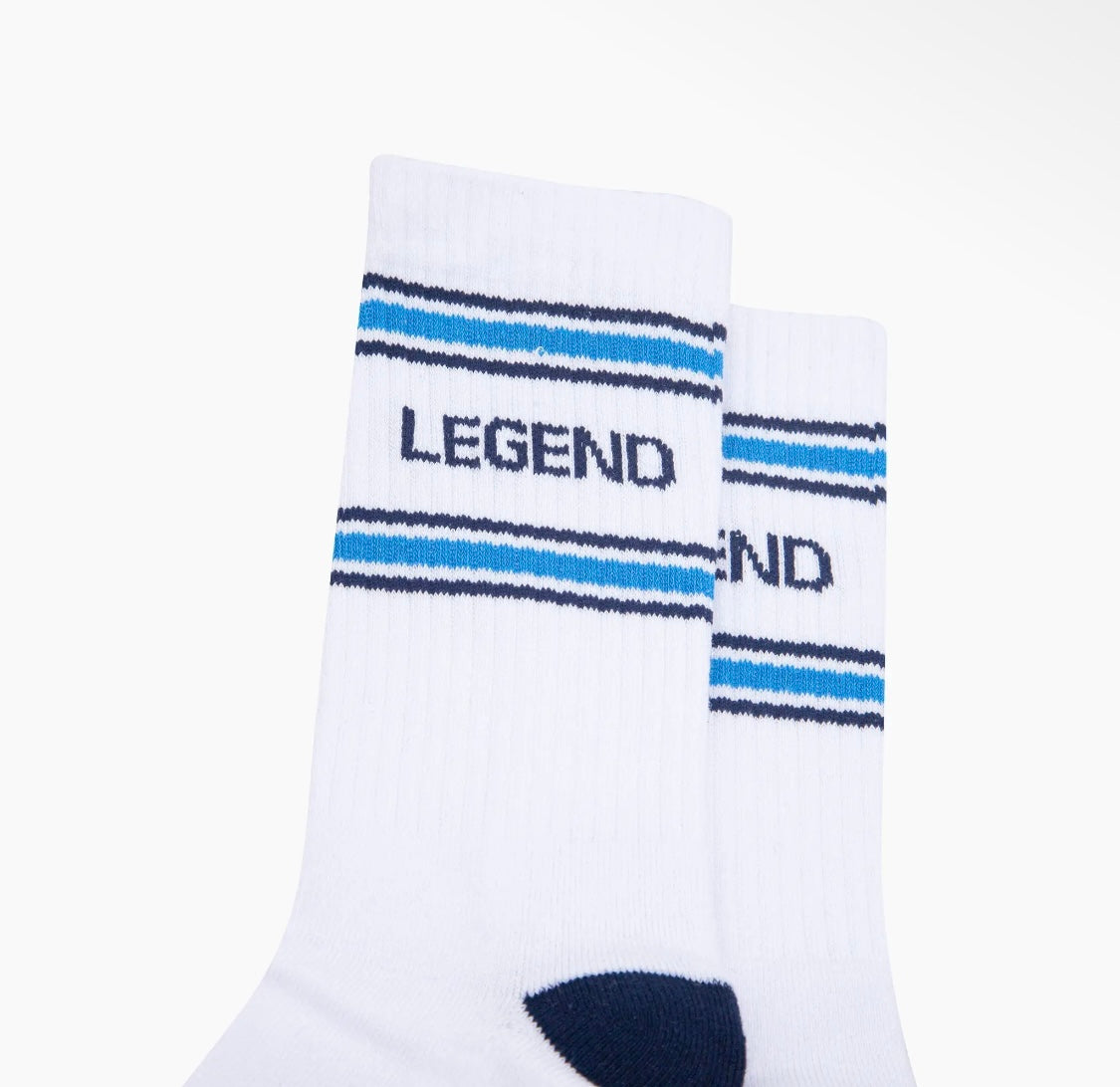 Legend Organic Cotton Socks in White / Navy Blue