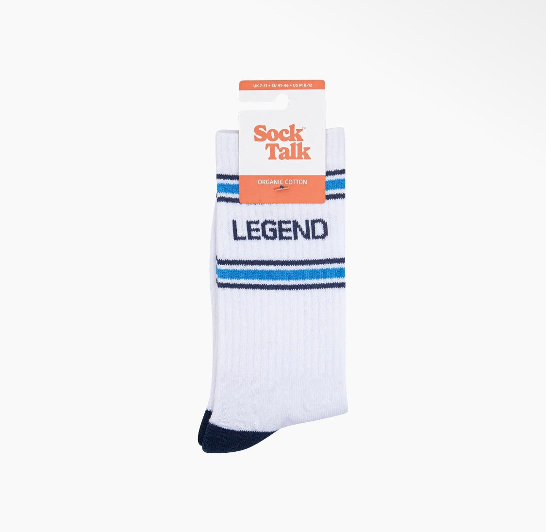 Legend Organic Cotton Socks in White / Navy Blue