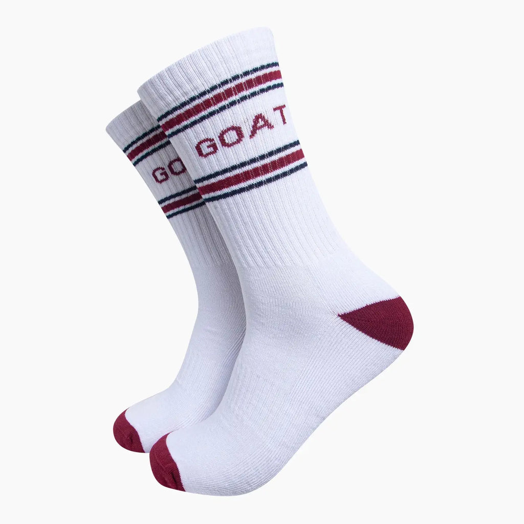 Goat Organic Cotton Sports Socks in White/Red
