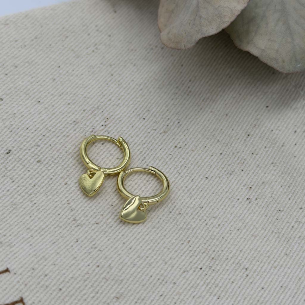Heart Charm Huggie Earring in Gold
