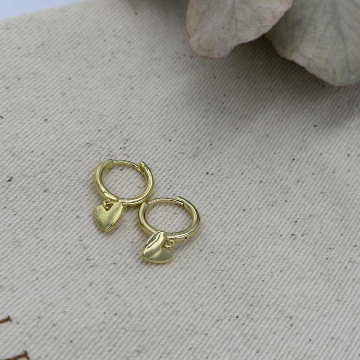 Heart Charm Huggie Earring in Gold