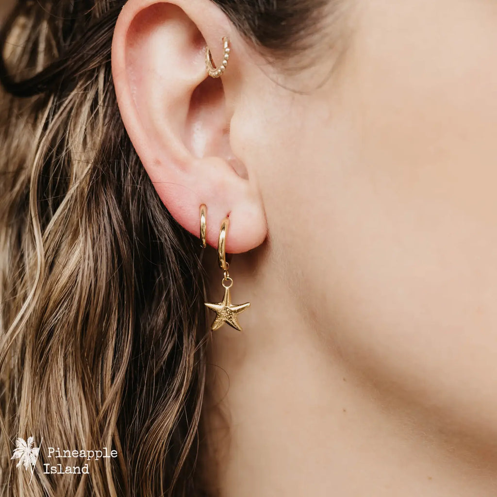 Starfish Hoop Earrings By Pineapple Island | Stainless