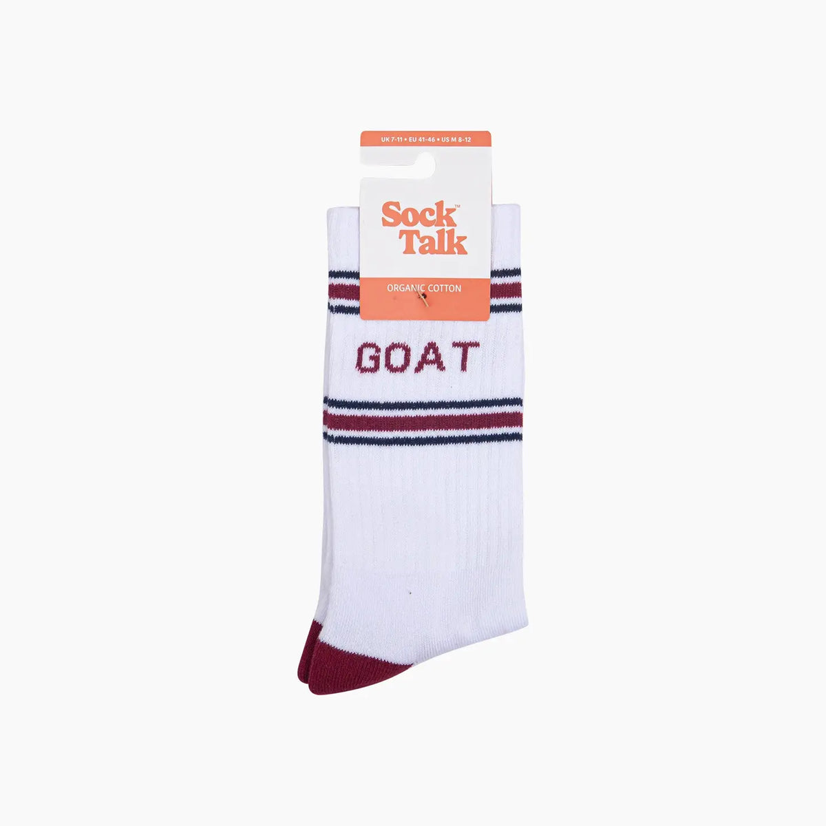 Goat Organic Cotton Sports Socks in White/Red