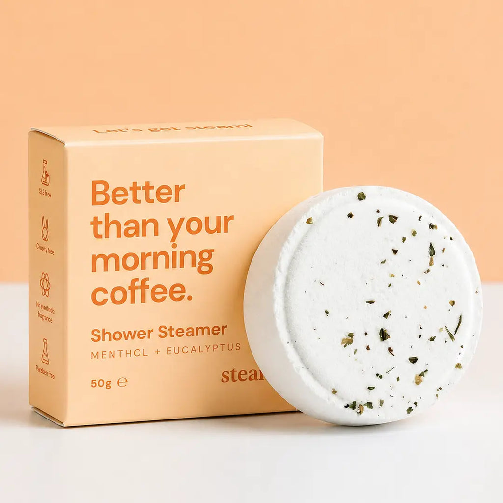Steami Shower Steamer  - "Better than your morning coffee" slogan