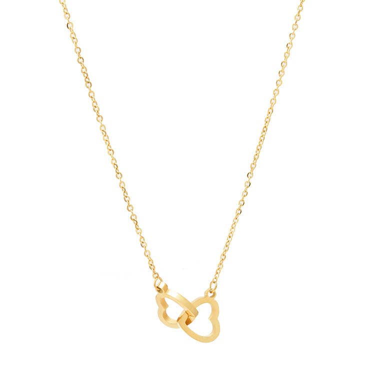 Linked Heart Necklace in Gold