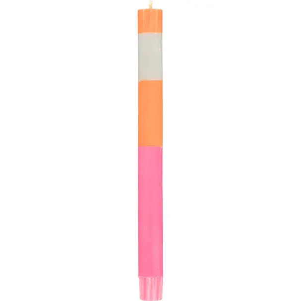 British Colour Standard Stripe Dinner Candles - 4 pack Pink & Orange Stripe