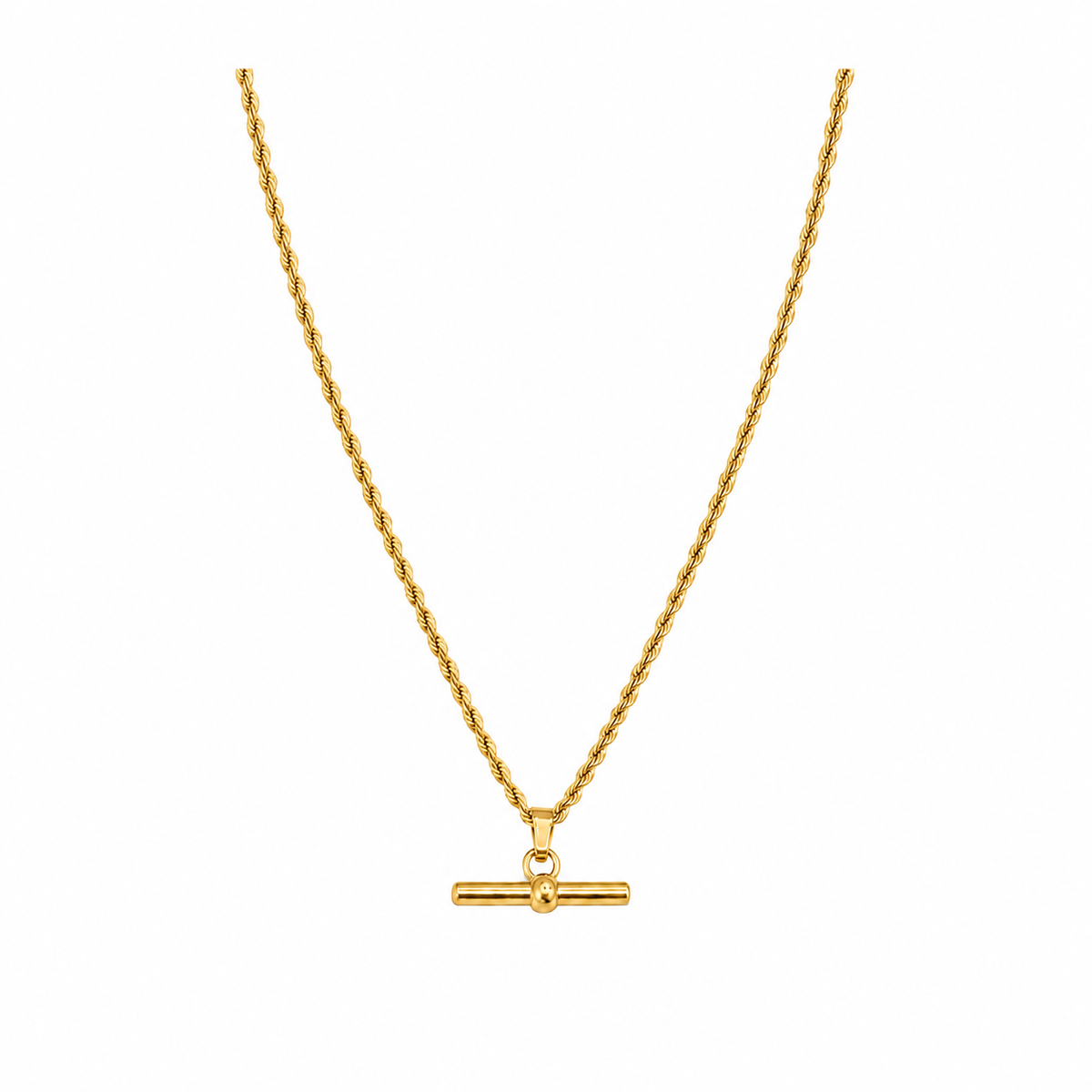 Rope Chain T-bar Necklace in Gold