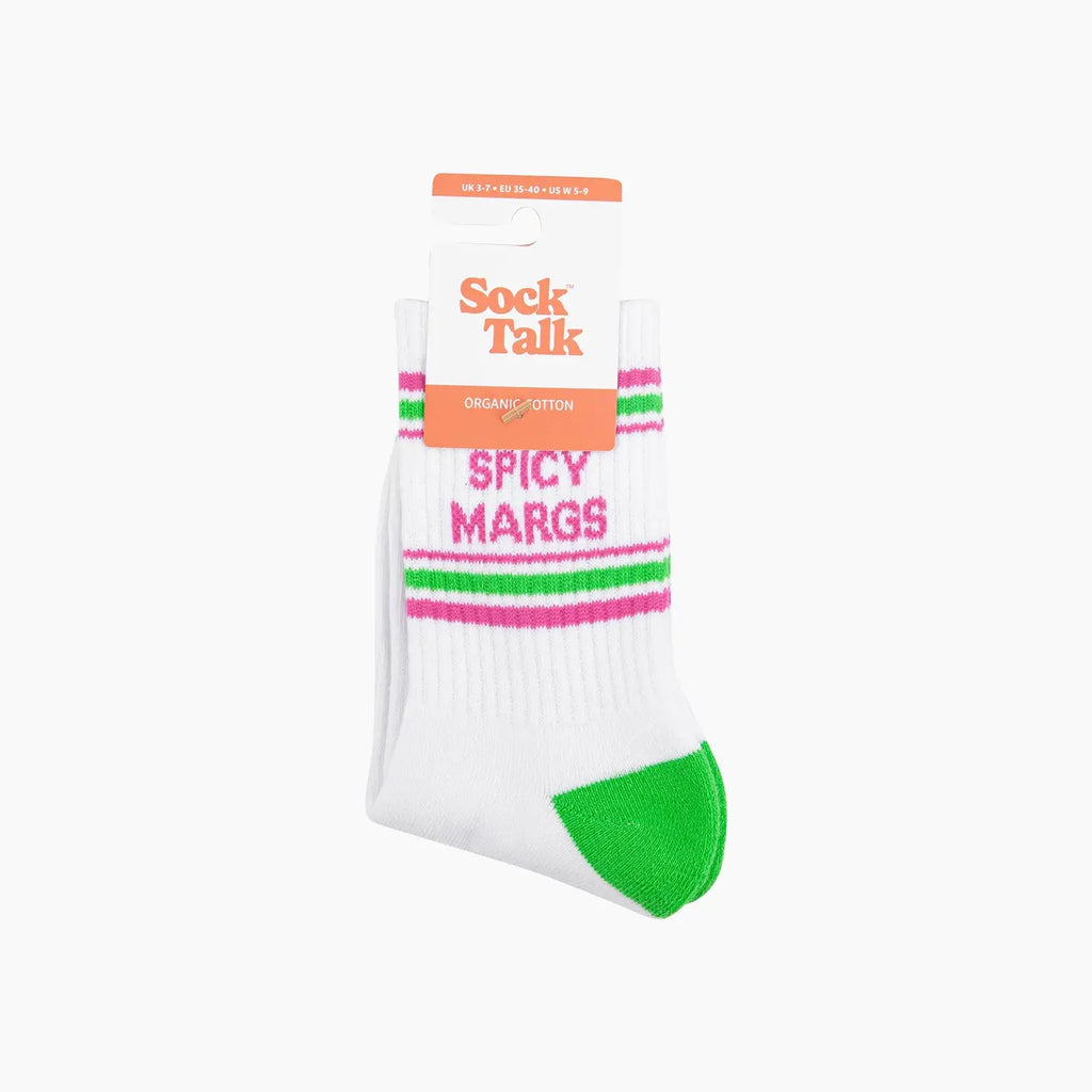 Spicy Margs Organic Cotton Sports Socks in White