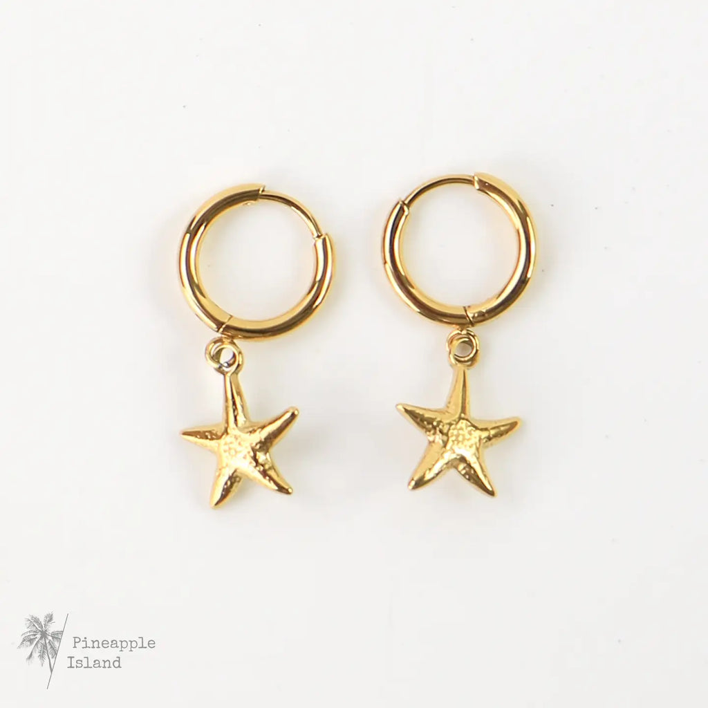 Starfish Hoop Earrings By Pineapple Island | Stainless