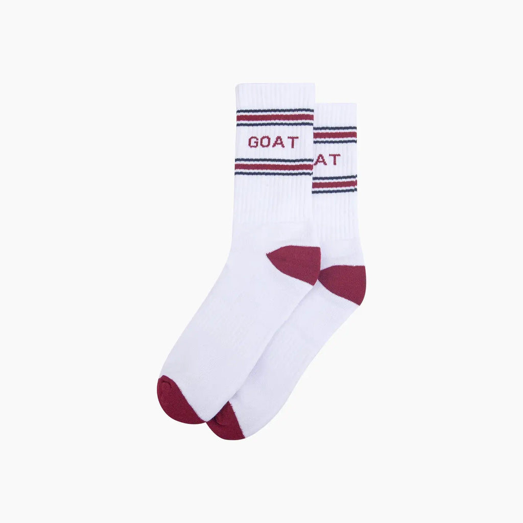 Goat Organic Cotton Sports Socks in White/Red