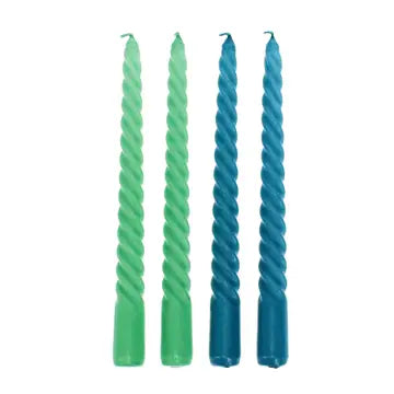 Rex London Twisted Candles pack of 4 Green and Blue