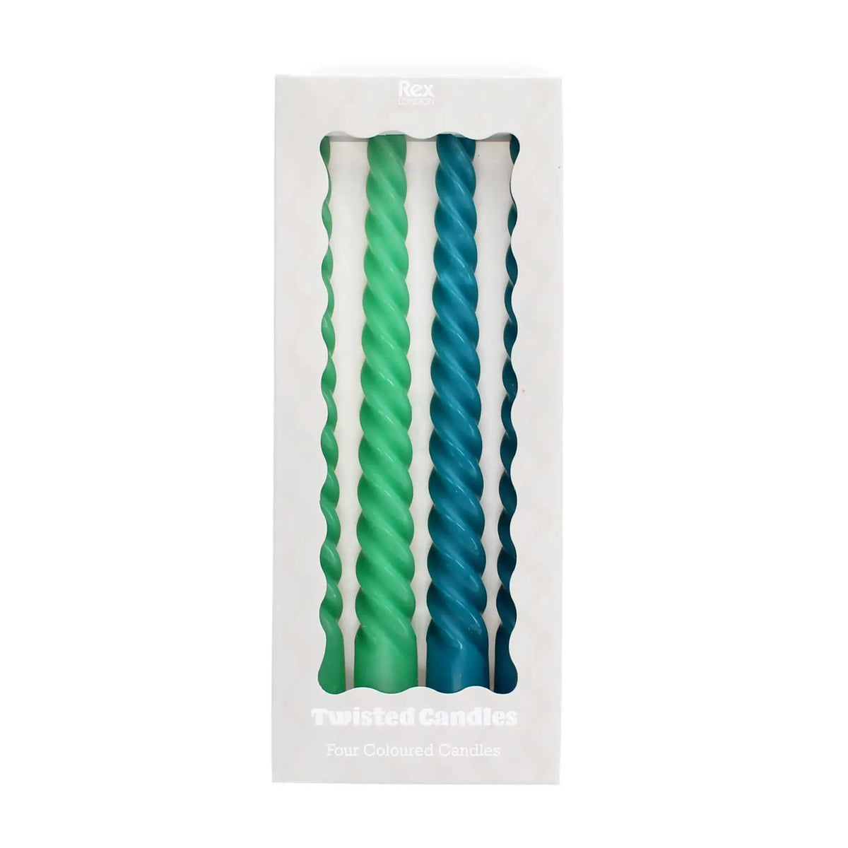 Rex London Twisted Candles pack of 4 Green and Blue