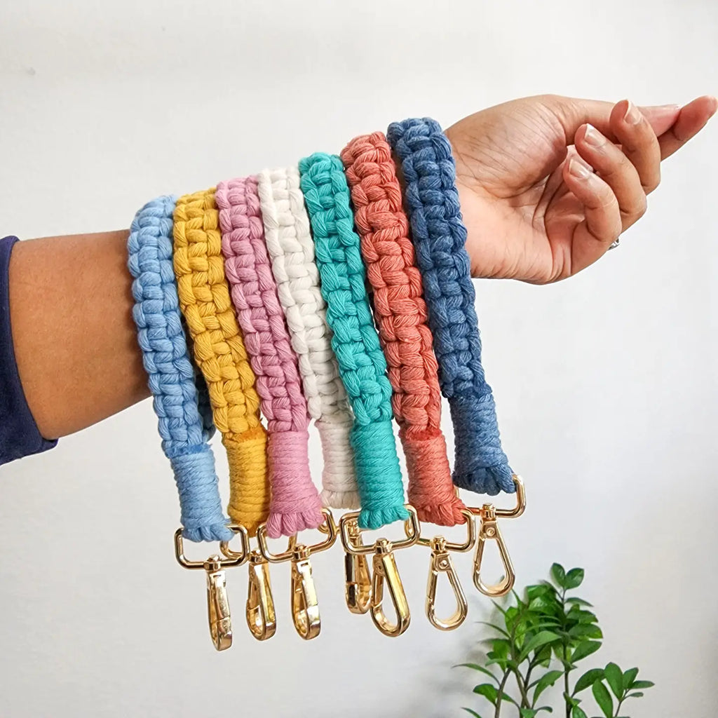 Handwoven 100% Cotton Wristlet | Boho Keychain Accessory