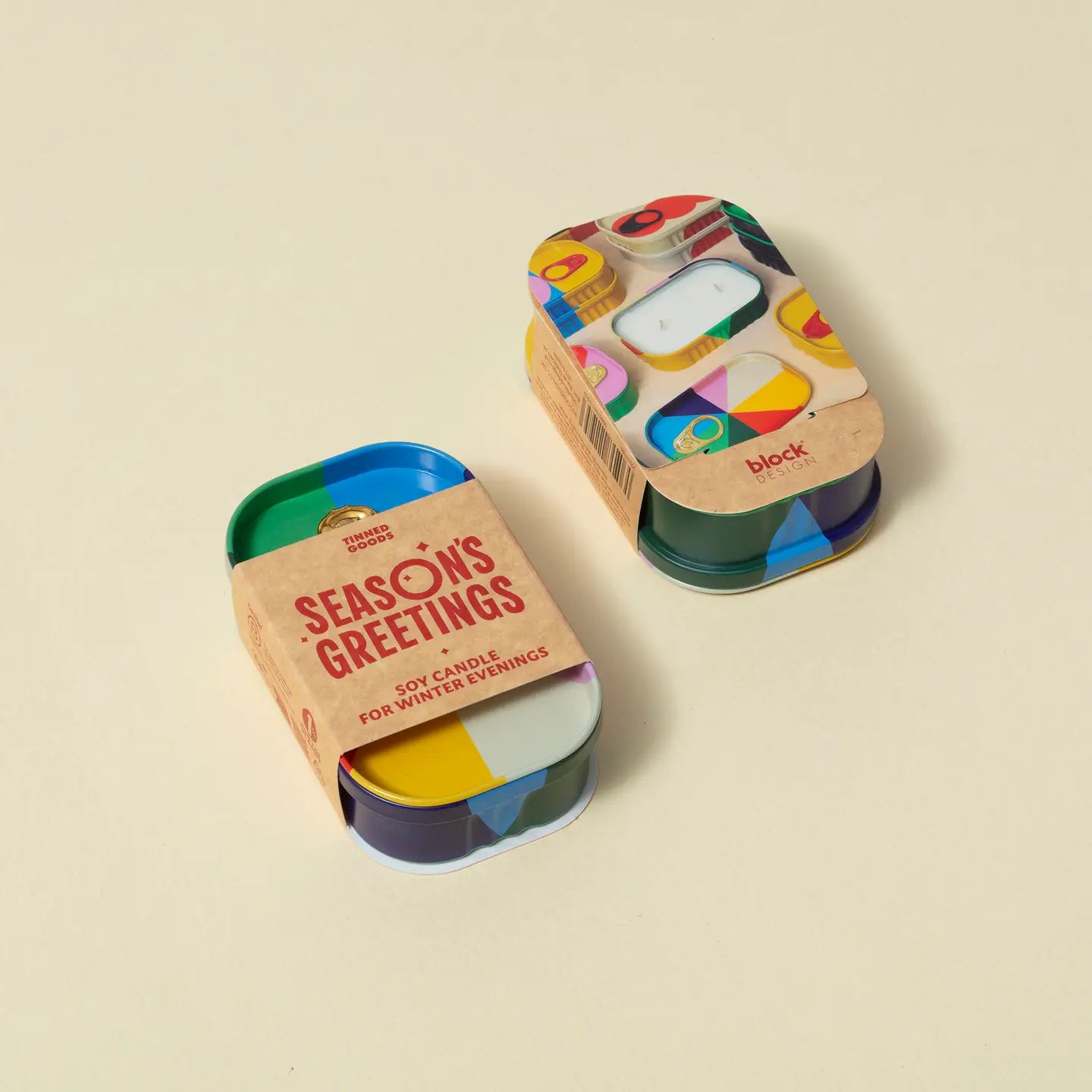 Block Design Tinned Goods - Season's Greetings - Candle