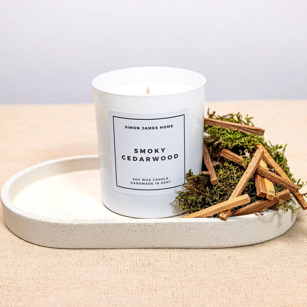 Simon James Home Smoky Cedar Wood handmade Soy Wax Candle