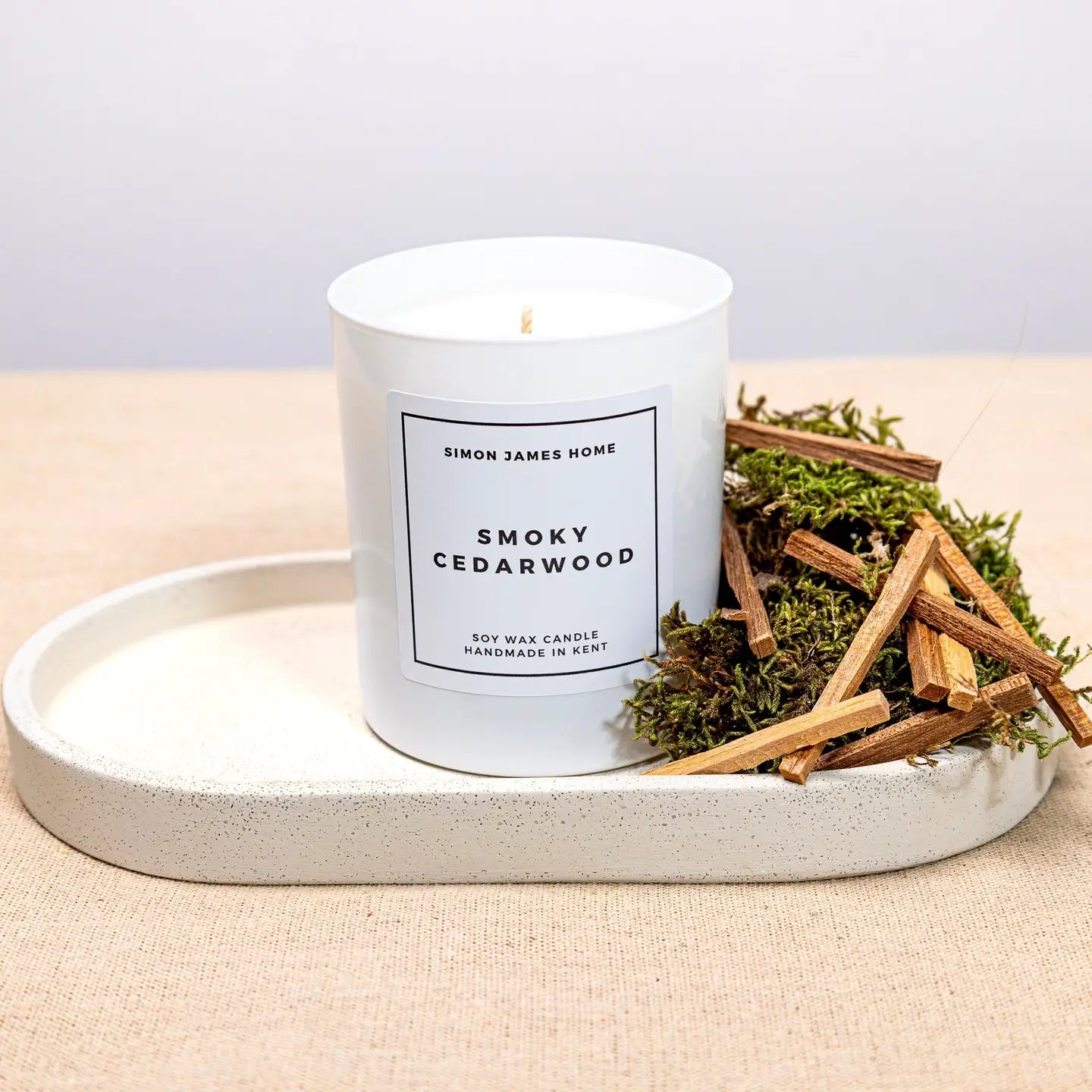 Simon James Home Smoky Cedar Wood handmade Soy Wax Candle