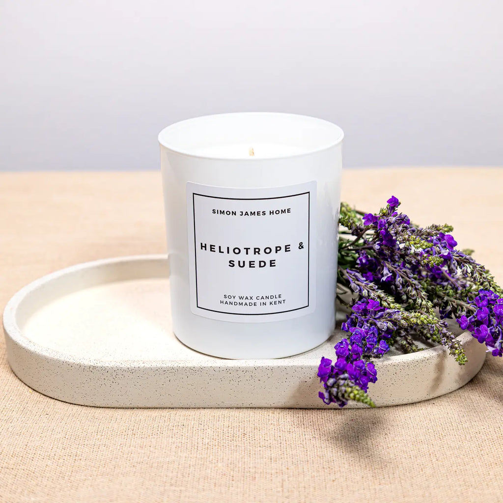 Simon James Home Heliotrope and Suede handmade Soy Wax Candle