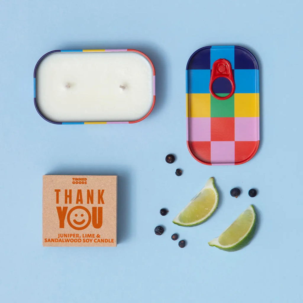 Block Design Tinned Goods - Thank You - Candle